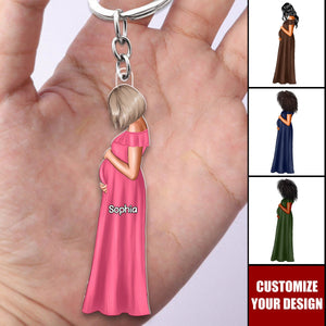 Custom Gift For Expecting Moms - Personalized Acrylic Keychain