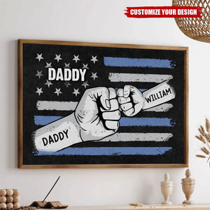 Dad Grandpa Fist Bump Nation Flag Personalized Poster