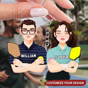 Custom Gifts For Pickleball Couple Personalized Keychain