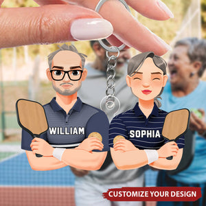 Custom Gifts For Pickleball Couple Personalized Keychain