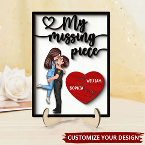 My Missing Piece Heart Pieces Personalized 2-Layer Wooden Plaque