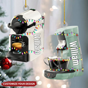 Gift for Coffee Lover Personalized Coffee Machine Ornament