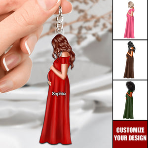 Custom Gift For Expecting Moms - Personalized Acrylic Keychain