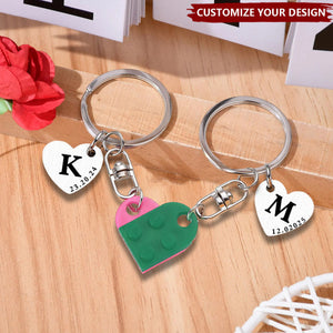 Anniversary Couple Gift - Personalized Heart Keychain