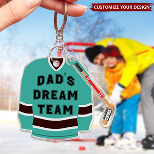 Hockey Dad's Dream Team - Personalized Acrylic Keychain