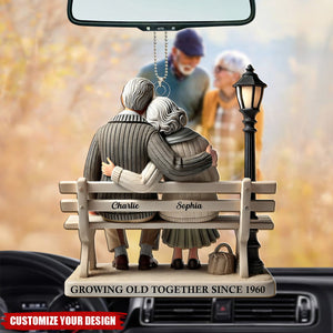 Old Couple Sitting On Bench At The Park Personalized Acrylic Ornament