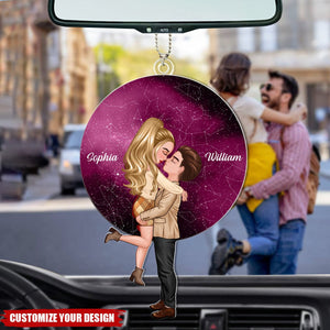 Doll Couple Hugging Kissing Under These Stars Personalized Acrylic Ornament