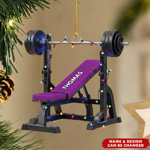 Personalized Weight Bench Christmas Gift, Personalized Workout Ornament