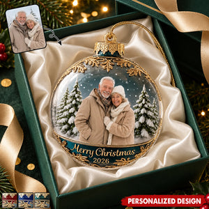 Personalized Photo Christmas Ornament - Custom Picture Acrylic Ball Ornament Winter Snow Scene Keepsake