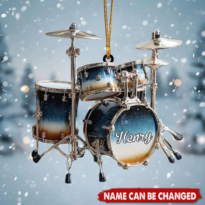 Custom Drummer Christmas Ornament, Personalized Drum Set Gift for Musician or Band Lover