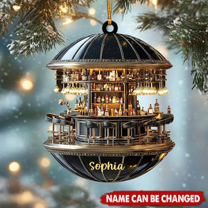 Custom Miniature Cocktail Bar Ornament, Retro Lounge Bar Christmas Tree Decor