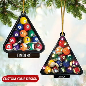Billiards Personalized Christmas Ornament, Billiard Player Gift