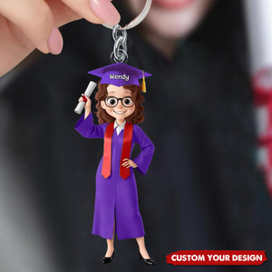 A Journey Completed, A New One Begins - Family Personalized Acrylic Keychain - Graduation Gift