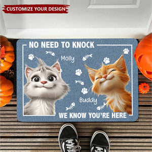 No Need To Knock - Cat Personalized Doormat