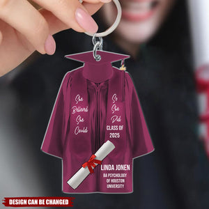 She Believed She Could - Personalized Acrylic Keychain, Funny Graduation Gift, 2025 Senior Gift