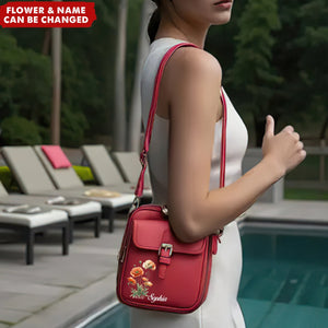 Personalized Birthday Flower Anti-Theft Purse Crossbody Leather Bag