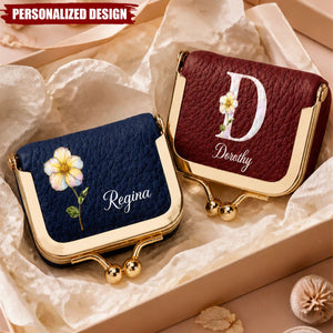 Personalized Floral Initial Mini Jewelry Box - Travel Jewelry Case