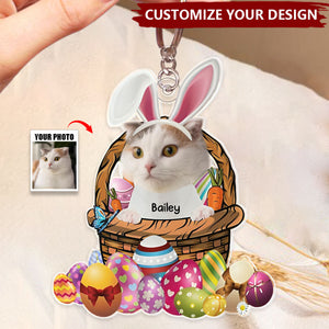 Custom Photo Easter Bunny Dog & Cat - Personalized Acrylic Keychain