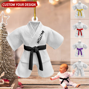 Kid Karate Uniform Personalized Christmas Ornament, Gift For Karate Boy Girl