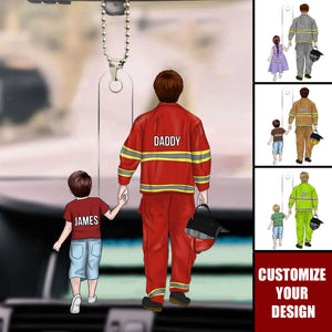 Firefighter Dad And Kid - Personalized Acrylic Ornament