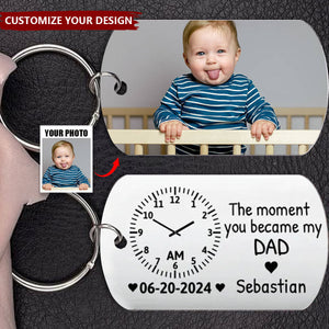 The Moment You Became My Dad/Mommy Personalized Stainless Steel Keychain