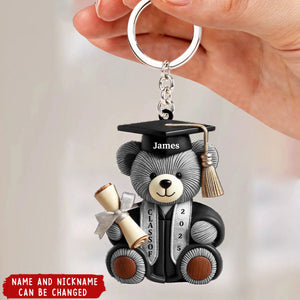 Graduation Bear - Personalized Acrylic Keychain, Graduation Gift, 2025 Senior Gift