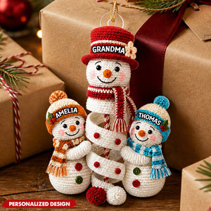 Personalized Snowman Family Acrylic Christmas Ornament - Custom Names Ornament