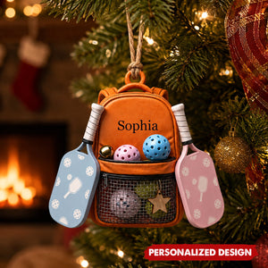Personalized Pickleball Backpack Christmas Ornament - Pickleball Player Acrylic Ornament