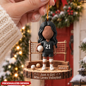 Personalized Volleyball Girl Acrylic Christmas Ornament - Gift for Volleyball Player