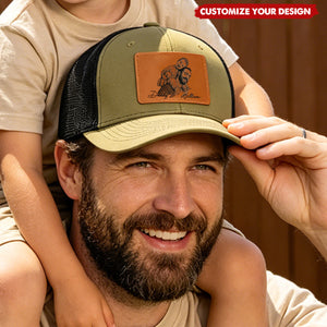 Custom Photo Sketch Line Art Father's Day Gift For Dad, Husband - Personalized Cap
