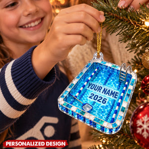 Personalized Pool Ladder Swim Lane Acrylic Ornament Christmas - Gift for Swimmer