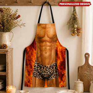 Funny 3D Man Print BBQ Apron - Novelty Humorous Kitchen Cooking Apron for Men