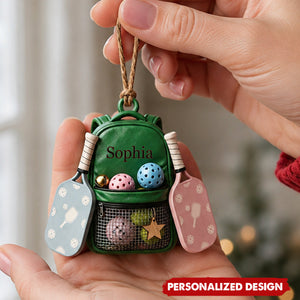 Personalized Pickleball Backpack Christmas Ornament - Pickleball Player Acrylic Ornament