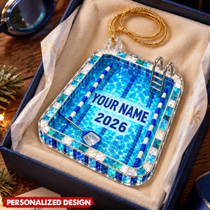 Personalized Pool Ladder Swim Lane Acrylic Ornament Christmas - Gift for Swimmer