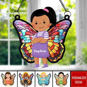 Butterfly Kids - Personalized Window Hanging Suncatcher Ornament