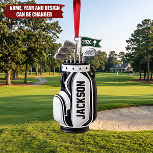 Personalized Golf Bag Ornament, Custom Name Golf Lover Christmas Ornament