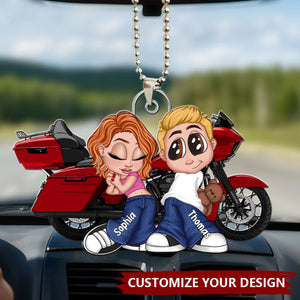 Y2K Couple Motorcycle Personalized Acrylic Ornament, Valentine's Day Gift For Him, For Her