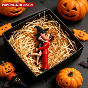 Halloween and Autumn Decor Featuring a Kissing Couple – Personalized Ornament
