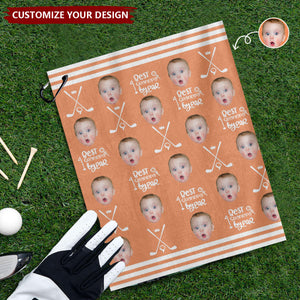 Custom Funny Pet Kids Photo Personalized Golf Towel, Fathers Day Golf Gift