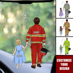 Firefighter Dad And Kid - Personalized Acrylic Ornament