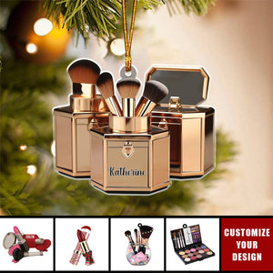 Makeup Tools - Personalized Acrylic Christmas Ornament, Gift for Makeup Artist