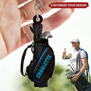 Golf Bag - Personalized Acrylic Keychain, Gifts For Golf Lover