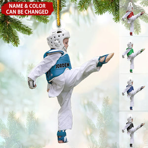 Taekwondo Kid Personalized Christmas Ornament, Gift For Grandkid Kid