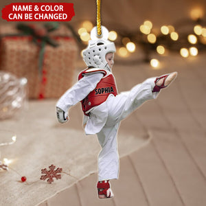 Taekwondo Kid Personalized Christmas Ornament, Gift For Grandkid Kid