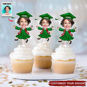 Custom Funny Face Graduation Decoration Cupcake Toppers