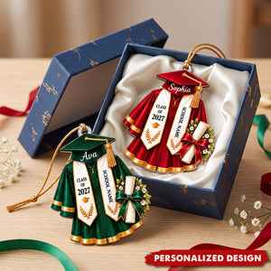 Personalized Acrylic Graduation Cap and Gown Ornament,Christmas Ornament, Graduation Gift