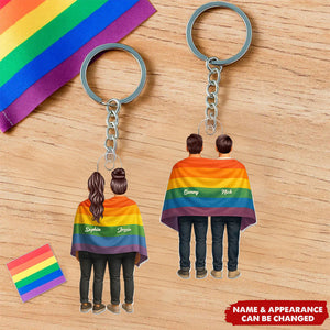 Pride Month LGBT Couple Love Wins Personalized Acrylic Keychain