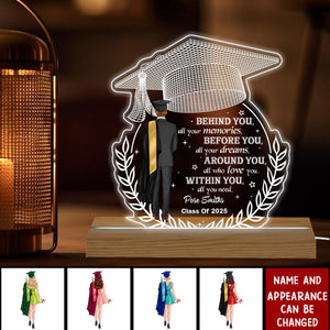 Behind You All Your Memories Graduation Gift Personalized Custom Shape Warm LED Night Light