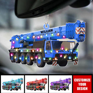 Crane Vehicles - Personalized Acrylic Car Ornament, Gift For Heavy Equipment Operator