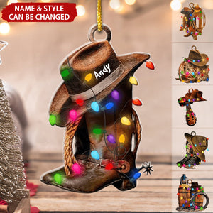 Vintage Cowboy Personalized Christmas Ornament, Gift For Horse Lovers